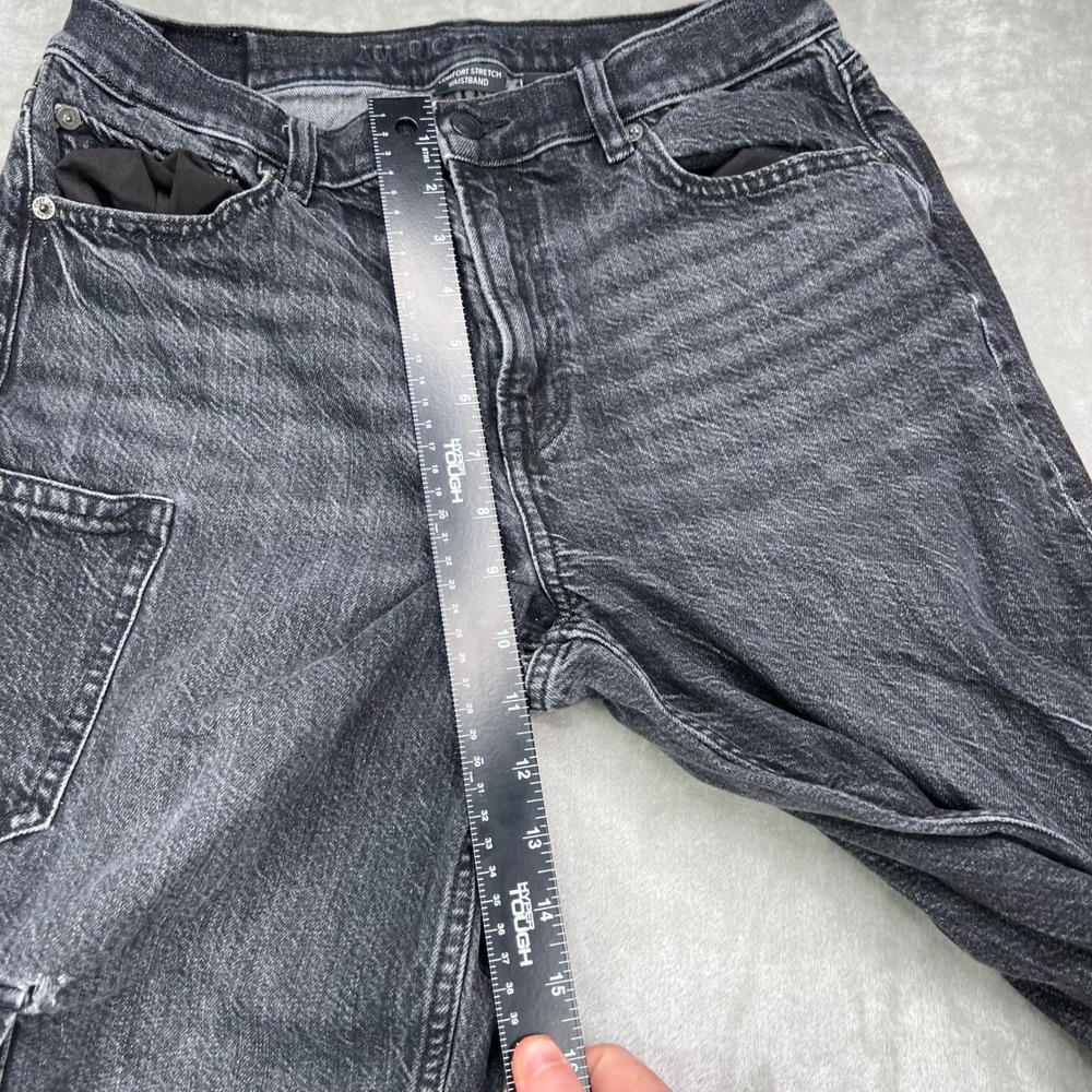American Eagle Super High Rise Baggy Straight Cargo Jeans Women 8 X-Long Stretch - Picture 13 of 16